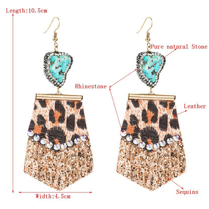 On-trend Leopard-print Long Leather Exaggerated Earrings