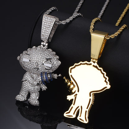 Cartoon Character Pendant Diamond Silver