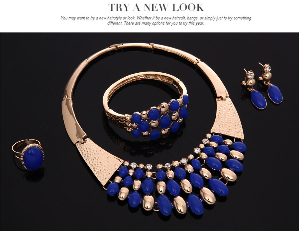 Exaggerated Alloy Four-piece Set, Necklace And Earrings