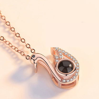 100 Languages Douyin Same Little Swan Projection Necklace