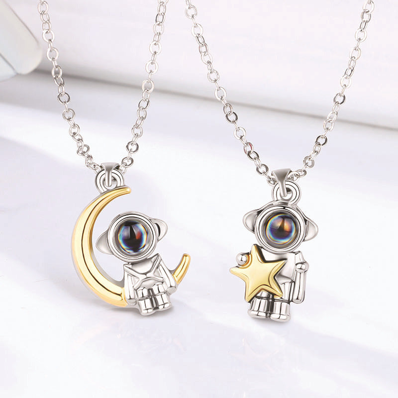 100 Languages Projection Astronaut Pendant Necklace