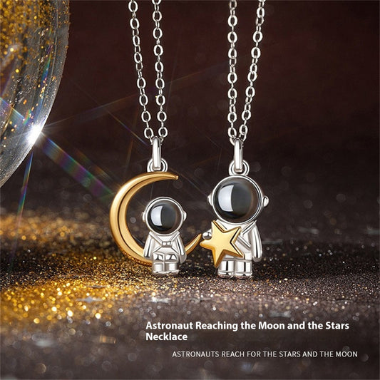 Astronaut Projection Couple Necklace Male And Female