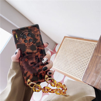 Ins European And American Leopard Print Mobile Phone Case Crystal Bracelet Couple Female