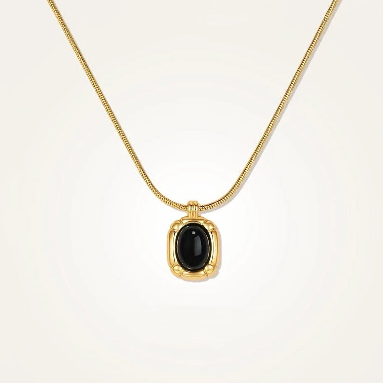 Gold Black Onyx Necklace Twin Accessories