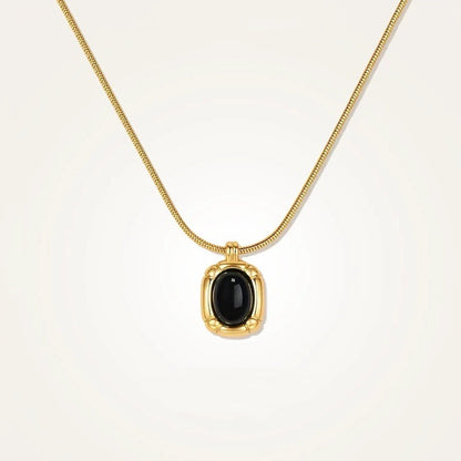 Gold Black Onyx Necklace Twin Accessories