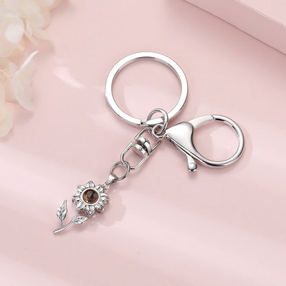 Language Color Photo Custom Sunflower Projection Keychain