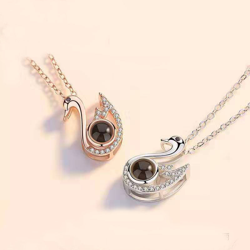 100 Languages Douyin Same Little Swan Projection Necklace