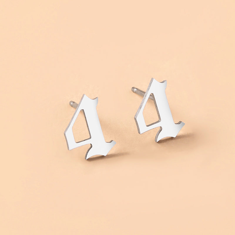 Lucky Number 4 Stainless Steel Stud Earrings