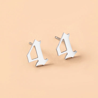 Lucky Number 4 Stainless Steel Stud Earrings