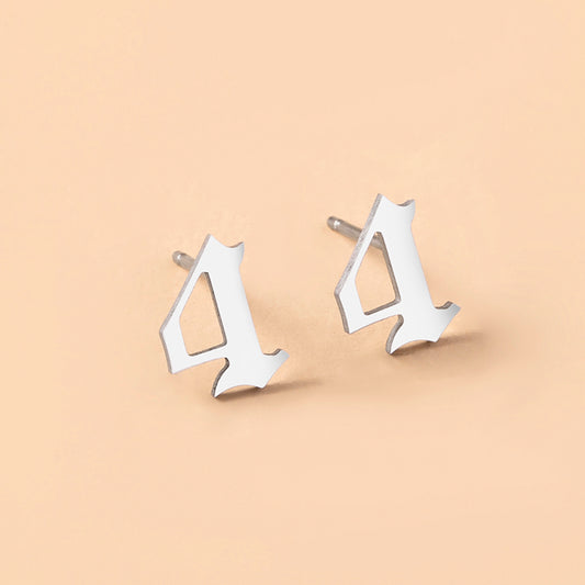 Lucky Number 4 Stainless Steel Stud Earrings