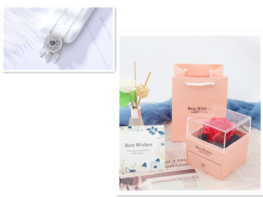 Projection love necklace female 100 languages i love you memory dream catcher clavicle chain