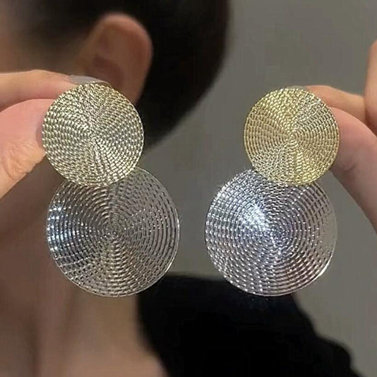 Fashion Silver Needle Exaggerated Earrings Round Sequins