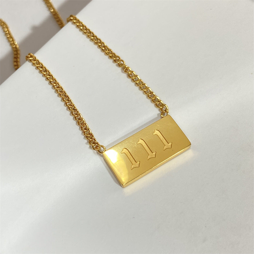 Lucky Angel Number Square Tag Necklace