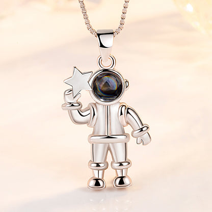 One Hundred Languages Astronaut Projection Stone Necklace Pendant