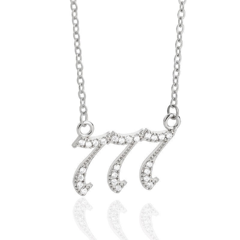 Minimalist Micro Zirconia Numeral Angel Pendant Necklace