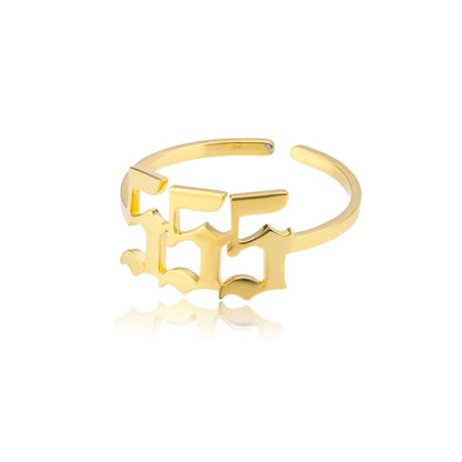 Stainless Steel Angel Number Ring Adjustable