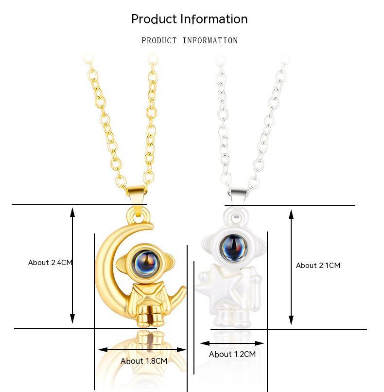 100 Languages Projection Astronaut Pendant Necklace