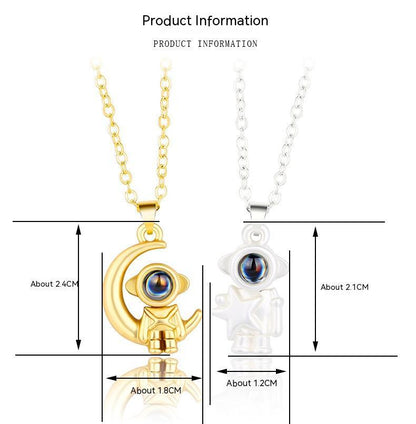 100 Languages Projection Astronaut Pendant Necklace