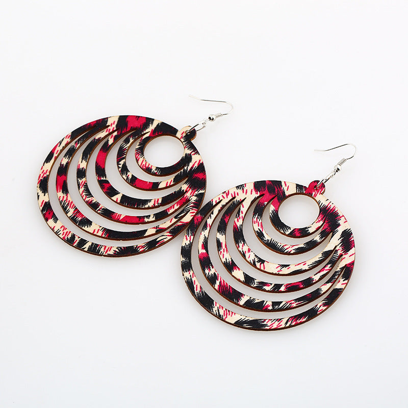 Retro Personality Exaggerated Leopard Print Earrings