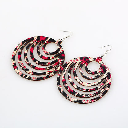 Retro Personality Exaggerated Leopard Print Earrings