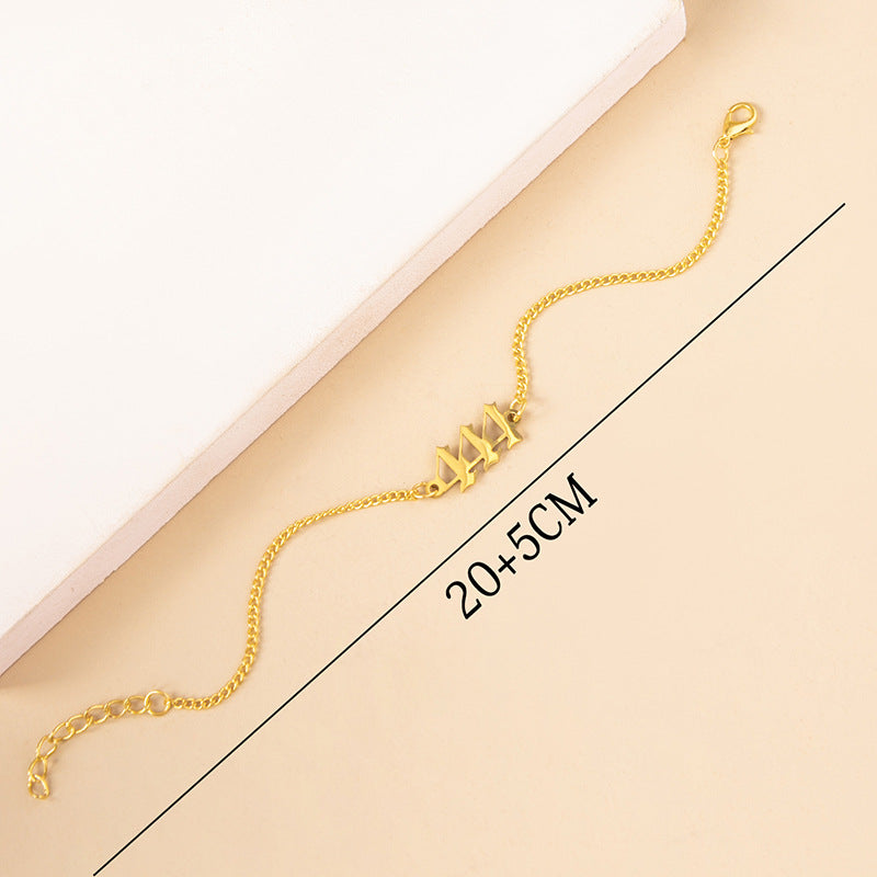 Stainless Steel Lucky Peach Heart Number 4 Bracelet