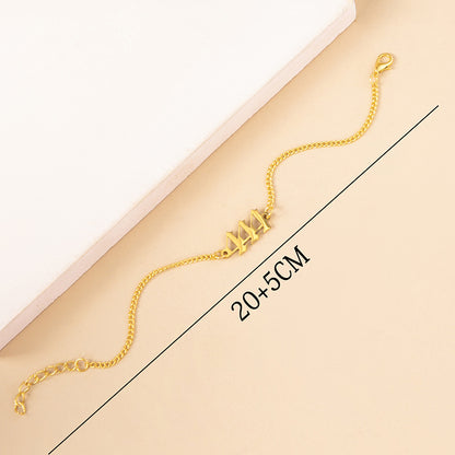 Stainless Steel Lucky Peach Heart Number 4 Bracelet