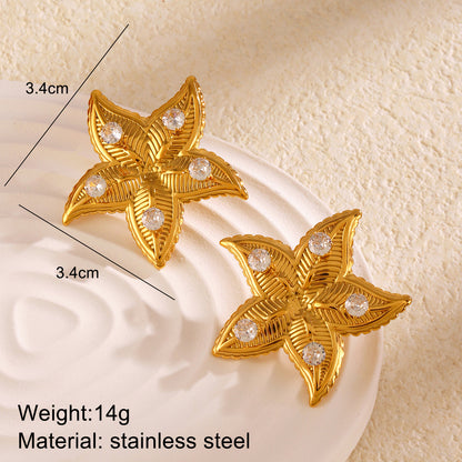 Rusty Steel Exaggerated Design Starfish Earrings Women's Seaside