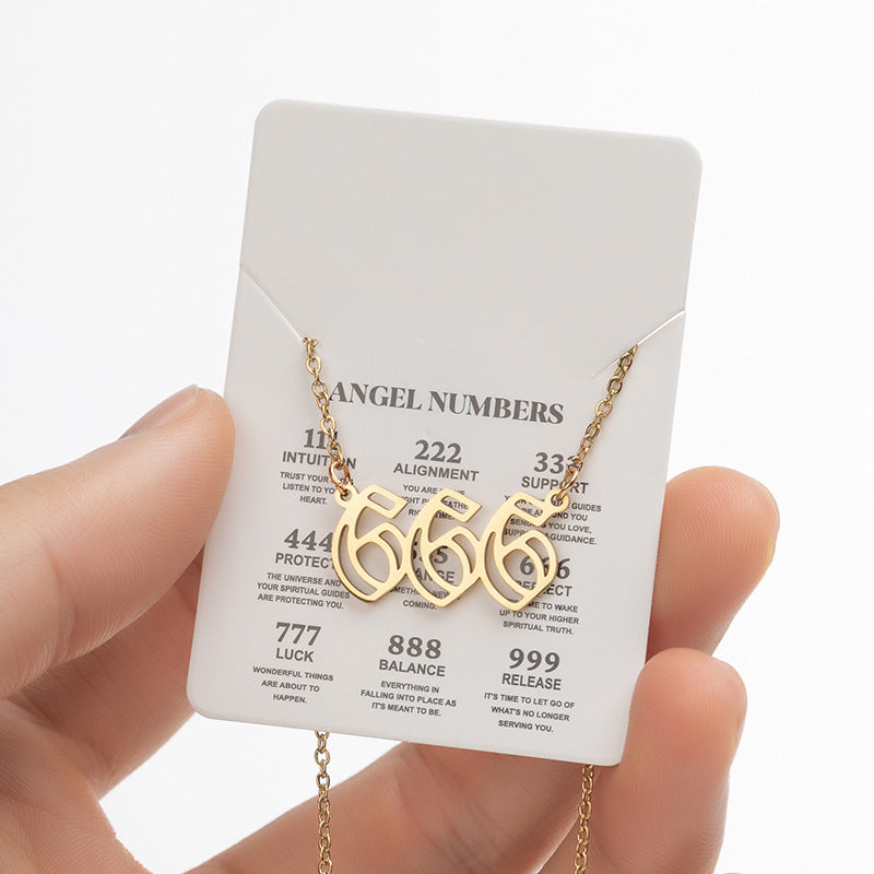Angel Lucky Number Pendant Fashion 000-999 Stainless Steel Vintage Necklace