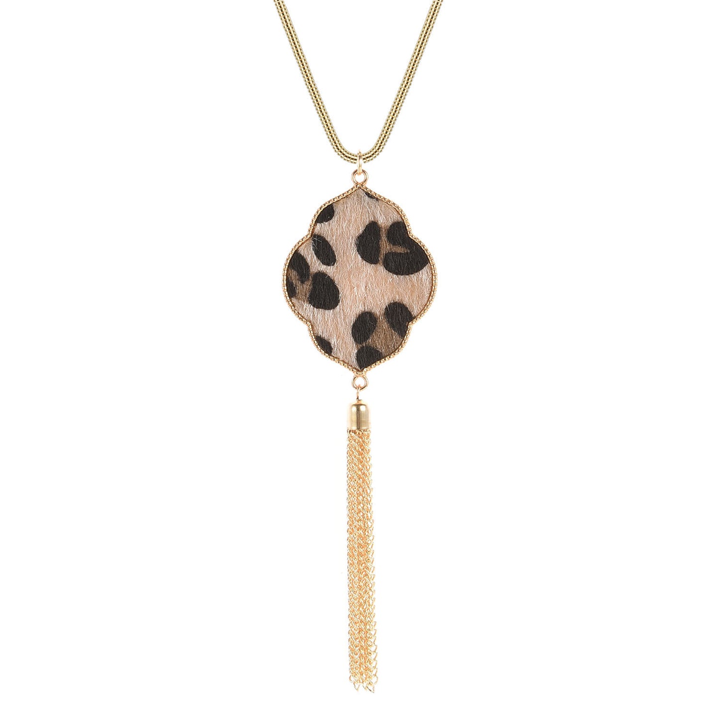 Accessories Horsehair Leopard Print Flower Tassel Necklace