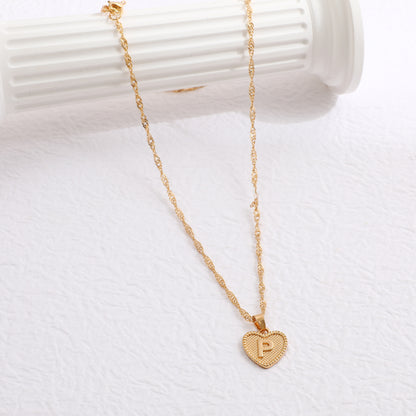 Fashion Jewelry Creative Simple Women's Peach Heart Letter Necklace Love Pendant