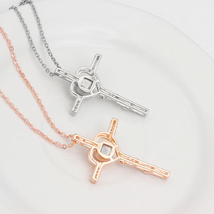 Creative Heart-shaped Cross Projection Necklace Personality