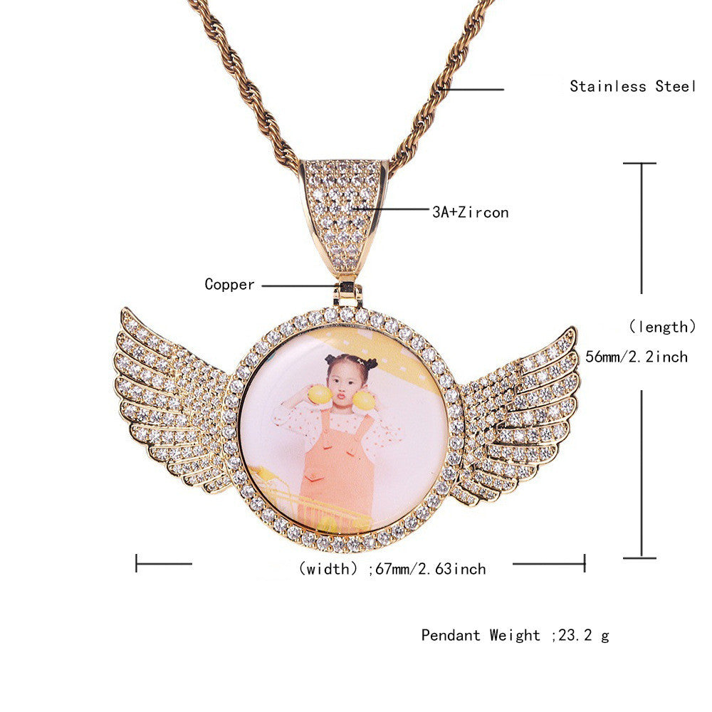 Angel Wings Photo Frame Necklace