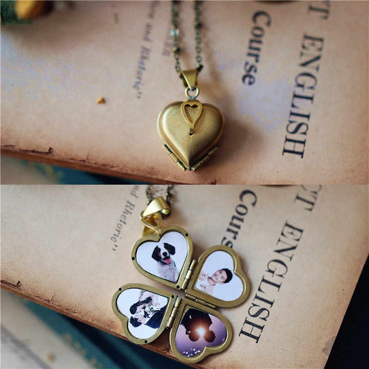 Can Open The Love Clover Customized Photo Necklace