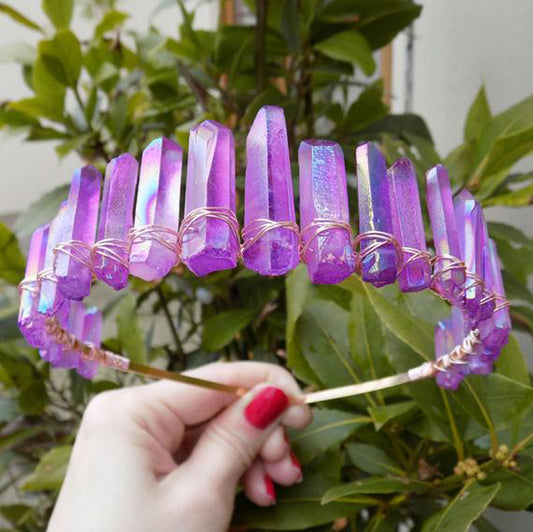 Women's Handmade Purple Crystal Headband