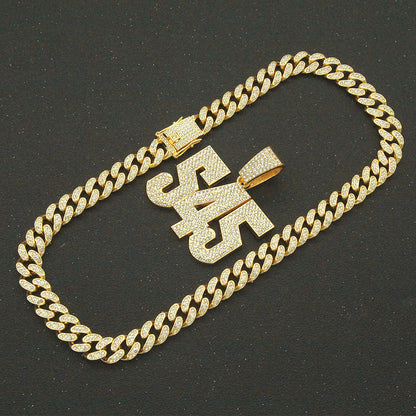 Hip-hop Full Diamond Three-dimensional Number Pendant Necklace For Men