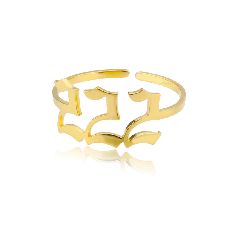 Stainless Steel Angel Number Ring Adjustable