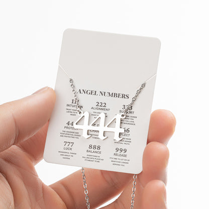 2026 Women's New Angel Lucky Digital Pendant Necklace Fashion 000-999 Stainless Steel Vintage Necklace