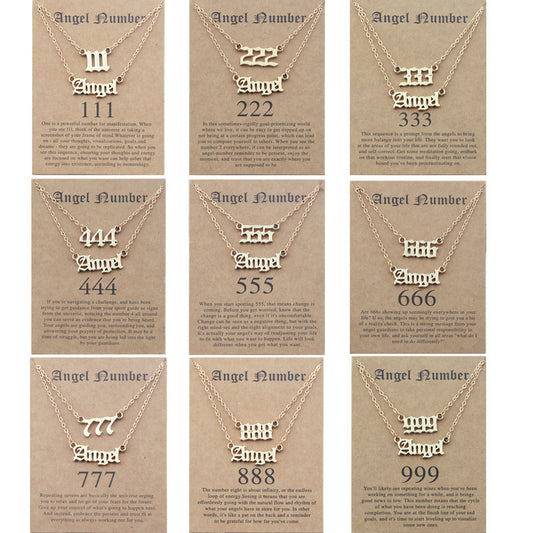 Angel Lucky Number Set Clavicle Card Necklace