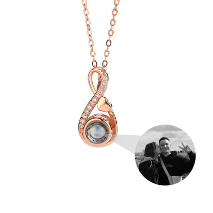 Sterling Silver 8-ring Love 100 Languages Projection Necklace