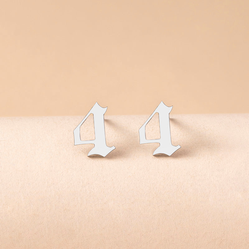 Lucky Number 4 Stainless Steel Stud Earrings