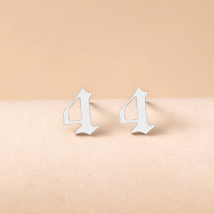 Lucky Number 4 Stainless Steel Stud Earrings
