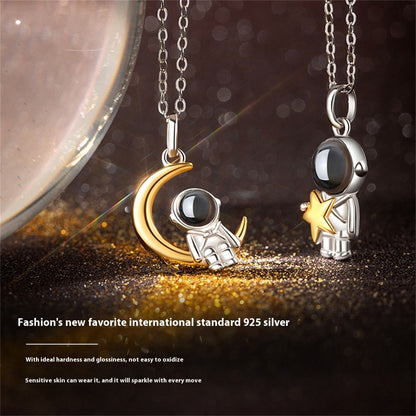 Astronaut Projection Couple Necklace Male And Female