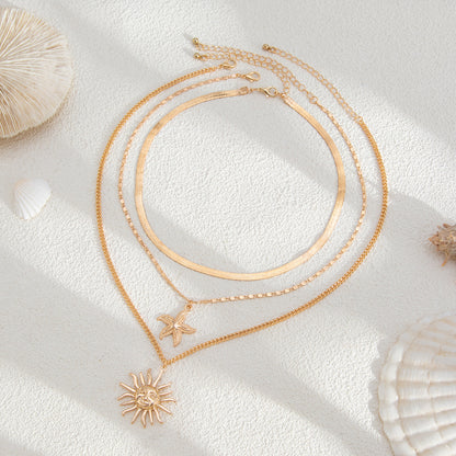 Exaggerated Face Sun Alloy Ring Suit Vacation Beach Geometric Adjustable Ring