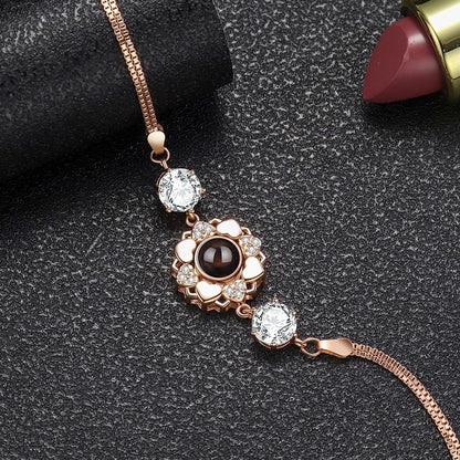 925 Silver Sunflower Projection Bracelet For Women