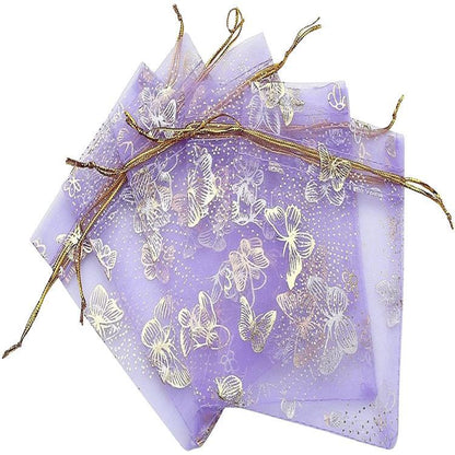 Purple Butterfly Bronzing Bags Gift Yarn Bag Jewelry Gauze Bag Wedding Candy Bag
