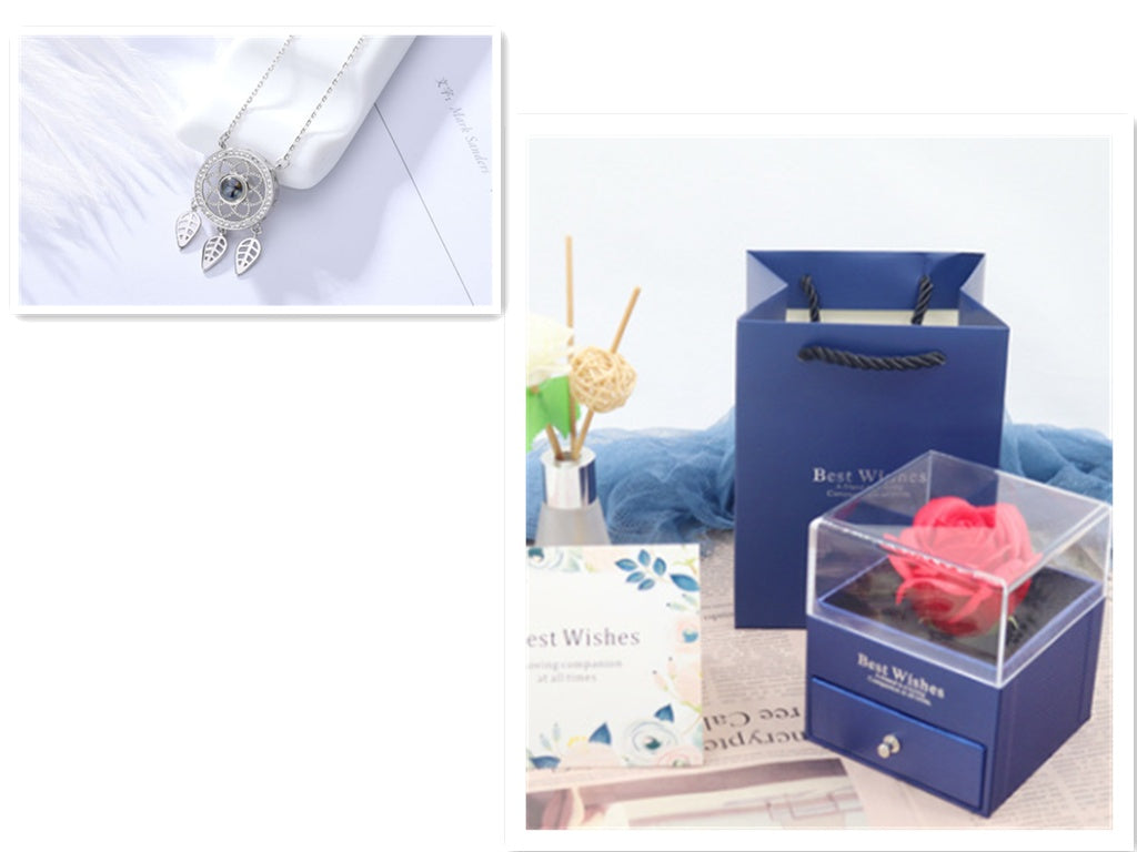 Projection love necklace female 100 languages i love you memory dream catcher clavicle chain