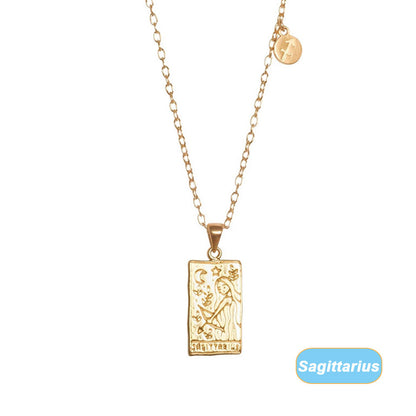 Tarot Necklace Popular Square Brand Retro Constellation Necklace