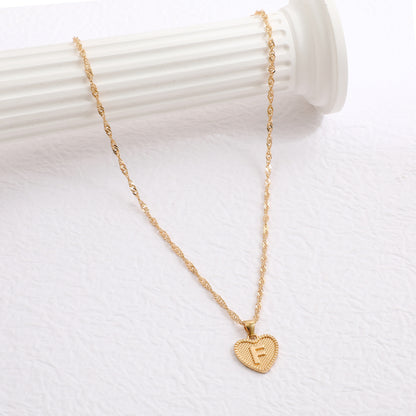 Fashion Jewelry Creative Simple Women's Peach Heart Letter Necklace Love Pendant