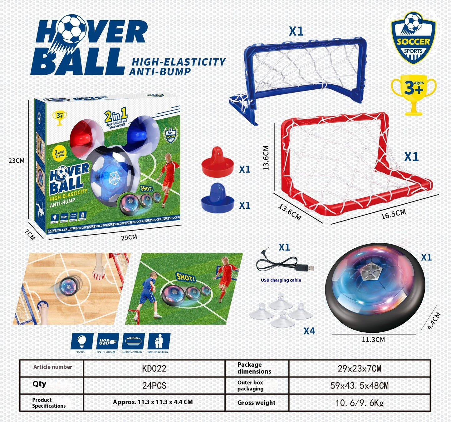 Creative Portable Children's Air Cushion Suspension Football Educational Toys