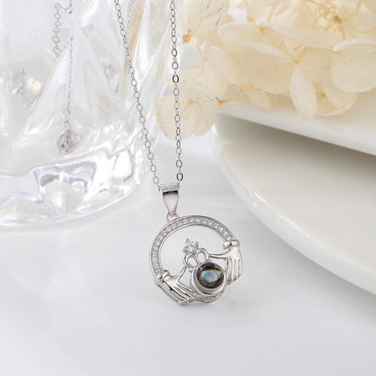 100 Languages I Love You Crown Projection Necklace